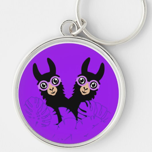 Porte-clés Alpaca llama Twins Anniversaire (Devant)