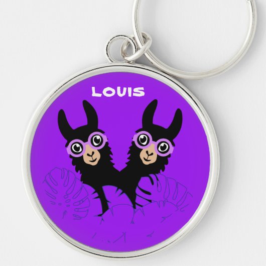Porte-clés Alpaca llama Twins Anniversaire (Devant)