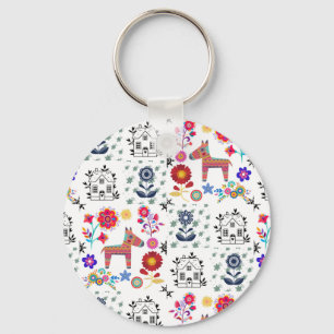 Porte-clés Alpaca Pinata With Blue House and Flowers