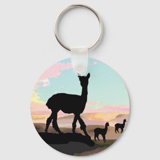 Porte-clés Alpacas coucher de soleil (Recto)
