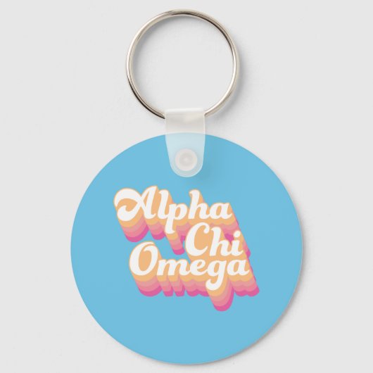 Porte-clés Alpha Chi Omega | Écriture Groovy (Recto)