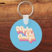 Porte-clés Alpha Chi Omega | Écriture Groovy (Recto)