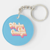 Porte-clés Alpha Chi Omega | Écriture Groovy (Dos)