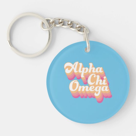 Porte-clés Alpha Chi Omega | Écriture Groovy (Devant)