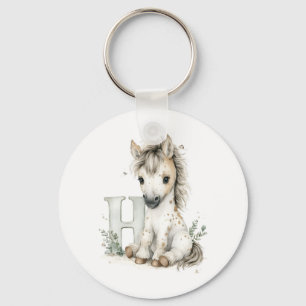 Porte-clés Alphabet Cheval Bébé Animaux Aquarelle Mignon