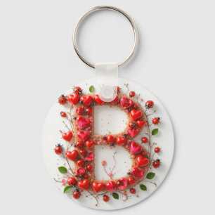 Porte-clés Alphabet Créatif Lettre B avec Formes de Cœur