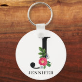 Porte-clés Alphabet Floral Personnalisé J Monogramme (Recto)