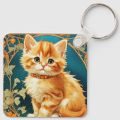 Porte-clés Alphonse Mucha Art Nouveau Chat (Dos)