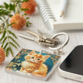 Porte-clés Alphonse Mucha Art Nouveau Chat (Devant Droit)