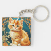 Porte-clés Alphonse Mucha Art Nouveau Chat (Dos)