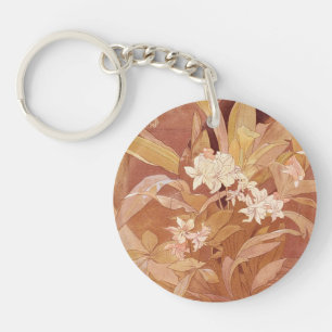 Porte-clés Alphonse Mucha Art Nouveau Détail floral