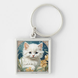 Porte-clés Alphonse Mucha Art Nouveau Kitten