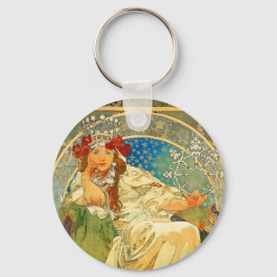Porte-clés Alphonse Mucha Art Nouveau Princesse Hyacinth
