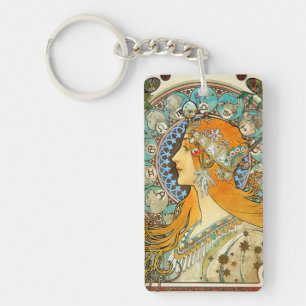 Porte-clés Alphonse Mucha Art Nouveau Zodiac