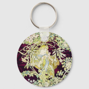 Porte-clés Alphonse Mucha Femme au marguerite Art nouveau Art