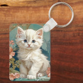 Porte-clés Alphonse Mucha Style Chat blanc (Verso)