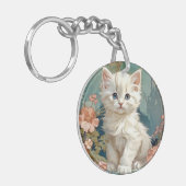 Porte-clés Alphonse Mucha Style Chat blanc (Devant gauche)