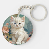 Porte-clés Alphonse Mucha Style Chat blanc (Dos)