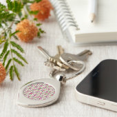 Porte-clés Alt text: "Silver keychain with a circular (Côté )