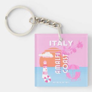 Porte-clés Amalfi Coast Travel Art, Preppy Travel, Rose