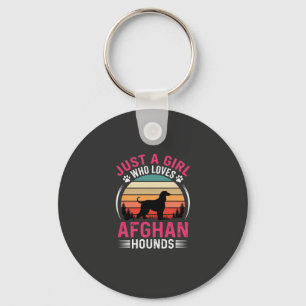 Porte-clés Amants de Lévriers Afghans Coucher de Soleil Rétro
