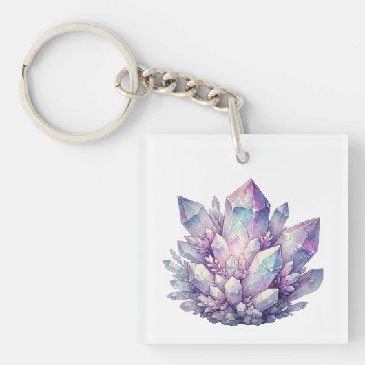 Porte-clés amas de quartz pastel (Devant)