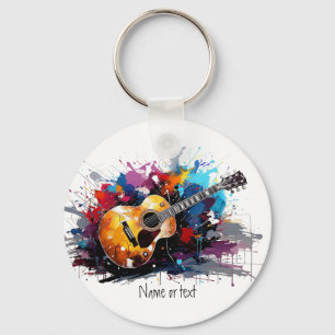 Porte-clés Amateur d'art musical abstrait pour guitare 