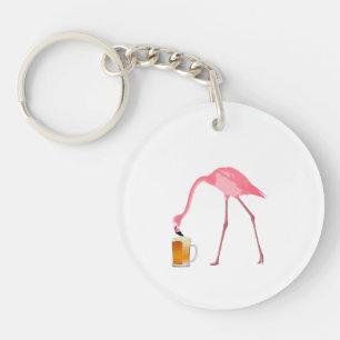 Porte-clés Amateur de bière Flamant rose rose