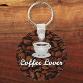 Porte-clés Amateur de café, Coupe blanche/haricots Brown (Verso)