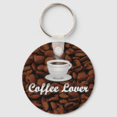 Porte-clés Amateur de café, Coupe blanche/haricots Brown (Verso)