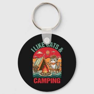 Porte-clés Amateur de camping en plein air amoureux des chats