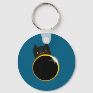 Porte-clés Amateur de chat noir lors d'éclipse solaire