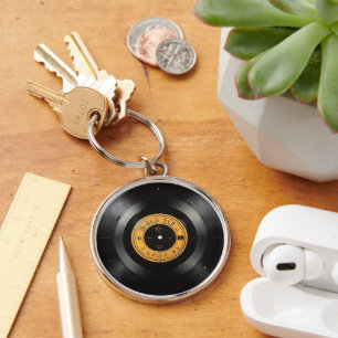 Porte-clés amateur de musique sur vinyle rétro