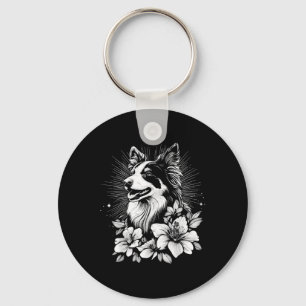 Porte-clés Amateur de tatouage Collie Rétro Chien _1