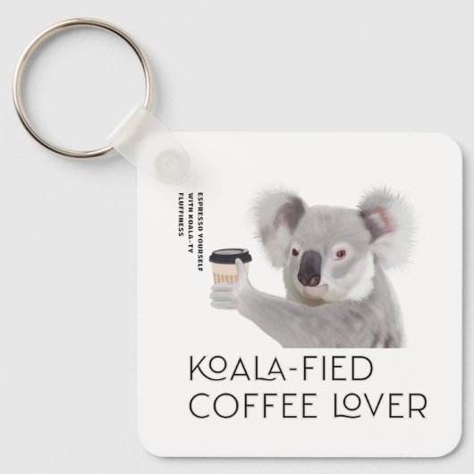 Porte-clés Amateurs de café Fluffy Koala Pun (Recto)