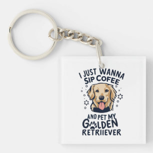 Porte-clés Amateurs De Chien Et De Café Golden Retriever