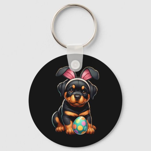 Porte-clés Amateurs de chiens Rottweiler Pâques Lapin Œuf Œuf (Recto)