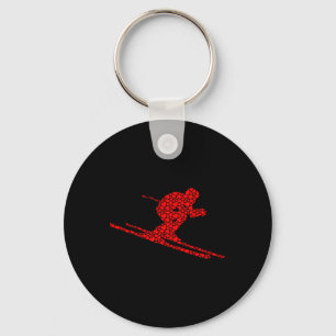 Porte-clés Amateurs de ski Valentine Coeurs Aimer Cute Silhou