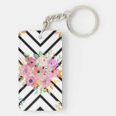 Porte-clés Ambiance florale et diamant géométrique (Dos)
