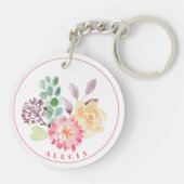 Porte-clés Aménagement floral à l'aquarelle chic (Dos)