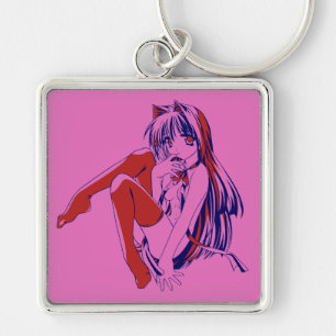 Porte-clés Américain Manga Neko Catgirl Kawaii Anime