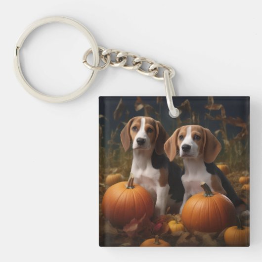 Porte-clés American Anglais Foxhound Puppy Automne Delight (Devant)