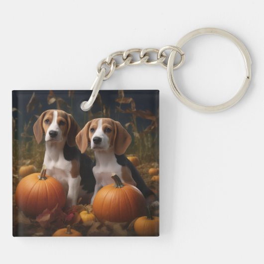 Porte-clés American Anglais Foxhound Puppy Automne Delight (Dos)