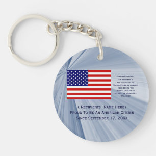 Porte-clés American Citizenship Flag Award de la date par Jan