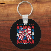 Porte-clés American Coquette Bow Patriotique Usa Drapeau Happ (Recto)