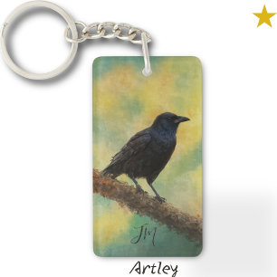 Porte-clés American Crow Bird Peinture Nom personnalisé Birde
