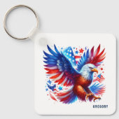 Porte-clés American Eagle Patriotique Design Rouge Blanc Bleu (Recto)