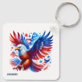Porte-clés American Eagle Patriotique Design Rouge Blanc Bleu (Dos)