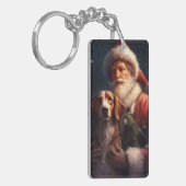 Porte-clés American English Foxhound Santa Claus Noël (Devant gauche)