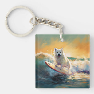 Porte-clés American Eskimo Beach Surf Peinture